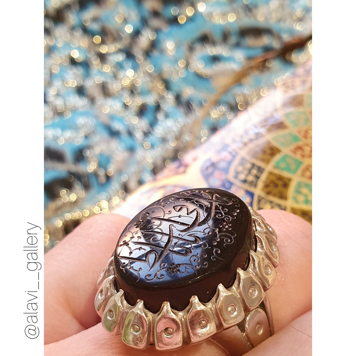 calligraphy mystic islam relaxation spiritual traditional art persian art gemstone watch jewelry silver