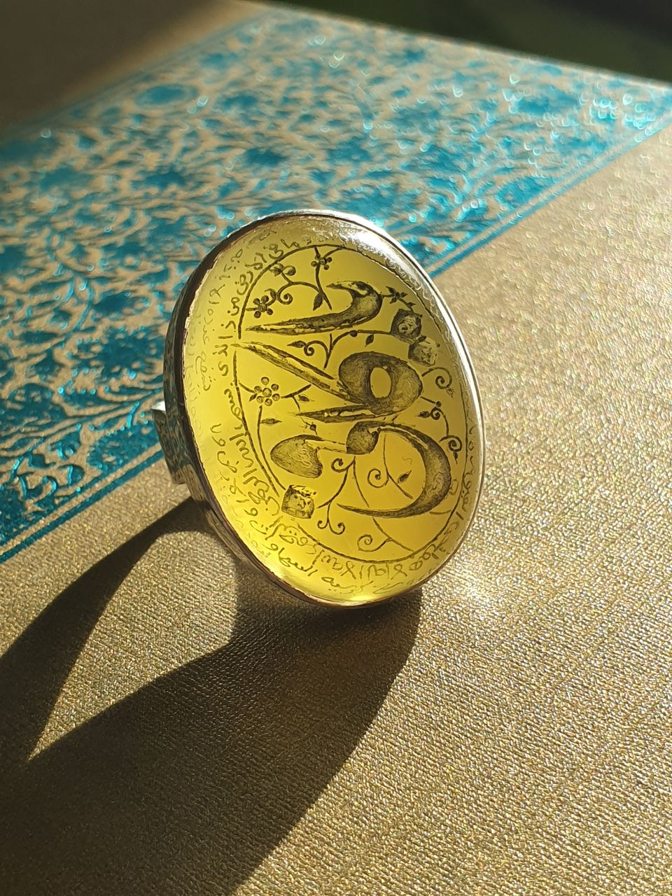 calligraphy mystic islam relaxation spiritual traditional art persian art gemstone watch jewelry silver